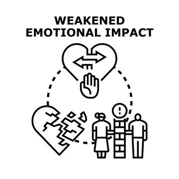 Weakened emotional impact in relationship difficulties concept Stock Illustration