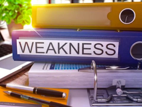 Weakness on Blue Office Folder. Toned Image Stock Illustration