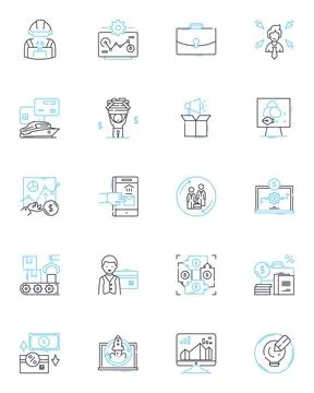 Wealth accumulation linear icons set. Prosperity, Investment, Savings, Income Ilustración de archivo
