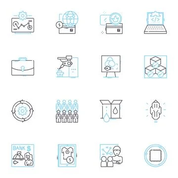 Wealth accumulation linear icons set. Prosperity, Investment, Savings, Income Ilustración de archivo