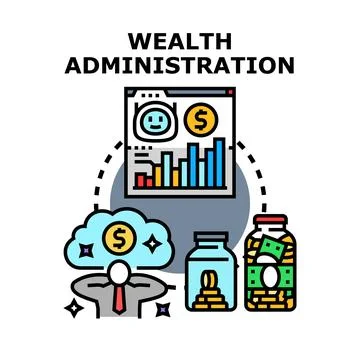Wealth administration digital management optimizing finance savings Stock Illustration