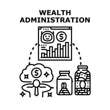 Wealth administration digital management optimizing finance savings Stock Illustration