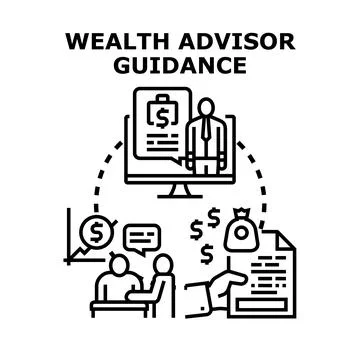 Wealth advisor providing financial planning guidance concept Stock Illustration