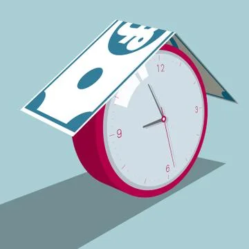 Wealth and clock. Isolated on blue background. Stock Illustration