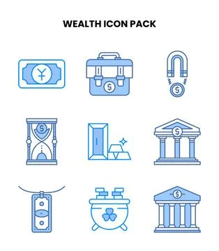 Wealth Blue Collection Icons Pack Ilustración de archivo