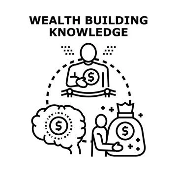 Wealth building knowledge transforming financial success concept vector Ilustración de archivo
