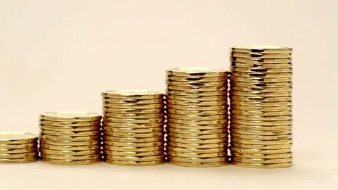 WEALTH business Stop motion Concept Idea with gold coins in background. 3D Vídeos de archivo 334027825