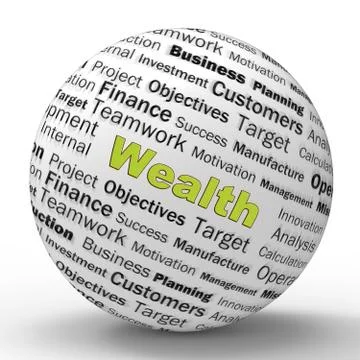 Wealth concept icon means having money and large finances - 3d illustration Иллюстрация