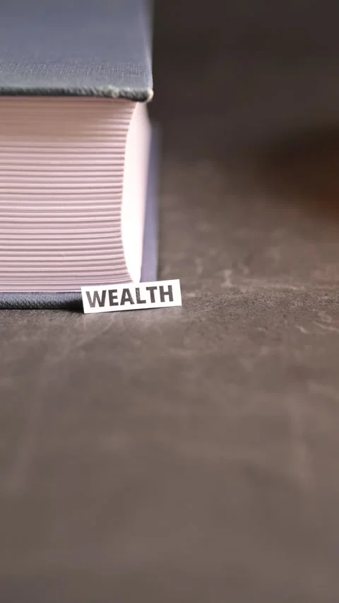 Wealth Concept on White Paper at Book Edge, Financial Success and Prosperity Stock Footage 338347026