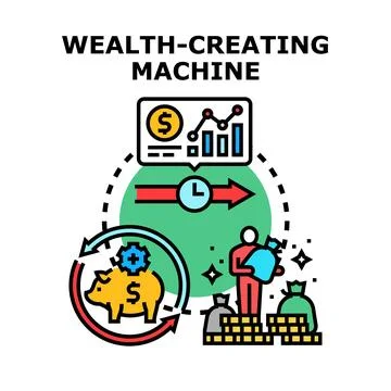 Wealth creating machine concept and financial growth Stock Illustration