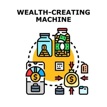 Wealth creating machine concept vector illustration Stock Illustration