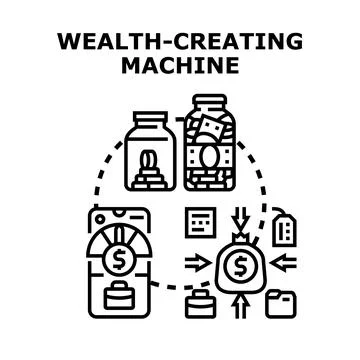 Wealth creating machine concept vector illustration Stock Illustration
