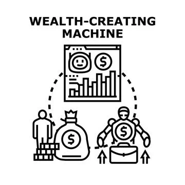 Wealth creation machine concept automating investment process Stock Illustration