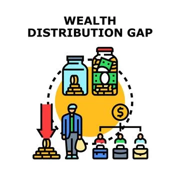 Wealth distribution gap causing income inequality and poverty Stock Illustration