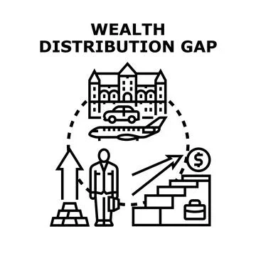 Wealth distribution gap concept illustrating financial inequality Stock Illustration