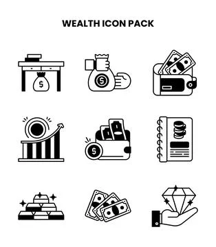 Wealth DuoTone Vector Icons Pack Stock Illustration