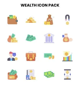 Wealth Flat UI Icons Pack Stock Illustration