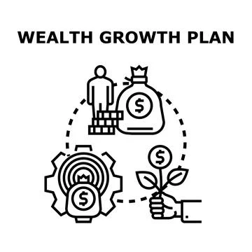 Wealth growth plan developing finance management strategy Stock Illustration