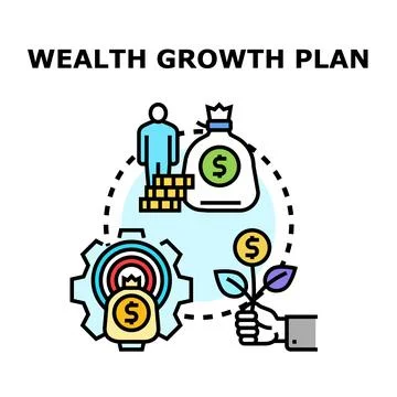 Wealth growth plan developing finance management strategy Stock Illustration