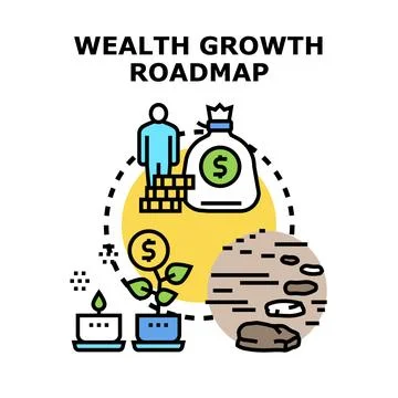 Wealth growth roadmap developing financial success strategy Stock Illustration