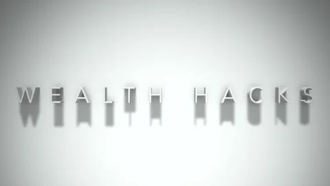 Wealth hacks 3D title animation white text on a white background Stock Footage 299645946