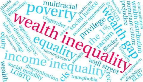 Wealth Inequality Word Cloud Illustrazione stock