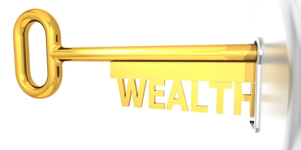 Wealth key plug into key hole Illustrazione stock