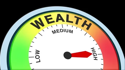 Wealth Level Text or Word  Low and Medium to High Meter Concept Animation Video stock 288616903