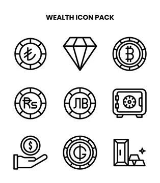 Wealth Line Graphics Icons Pack Stock Illustration