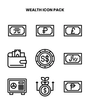 Wealth Line Icons Pack Ilustración de archivo