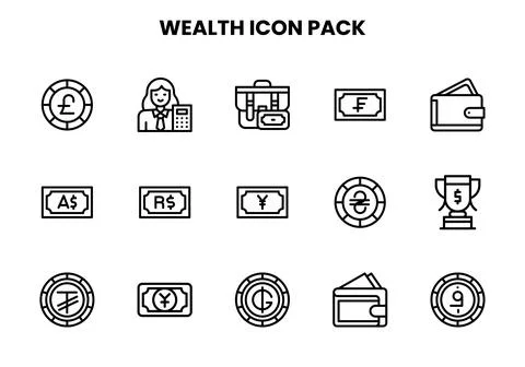 Wealth Line Icons Pack Stock Illustration