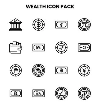 Wealth Line Icons Pack Stock Illustration