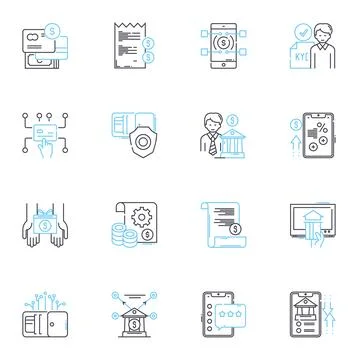 Wealth linear icons set. Prosperity, Affluence, Fortune, Opulence, Luxury Stock Illustration