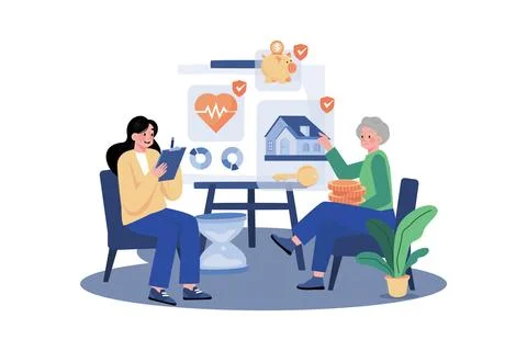 Wealth management advisor helping clients to manage their assets and plan f.. Stock Illustration