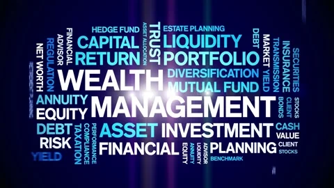 Wealth Management animated word cloud,animation tag kinetic typography loop. Stock Footage 310940200