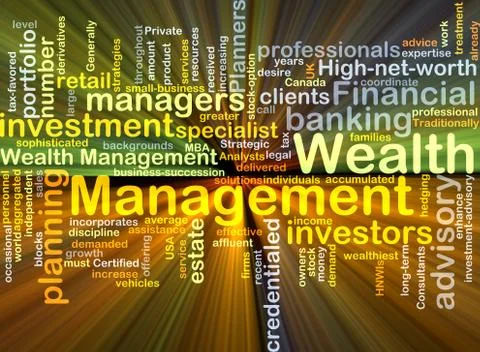 Wealth management background concept glowing Stock Illustration