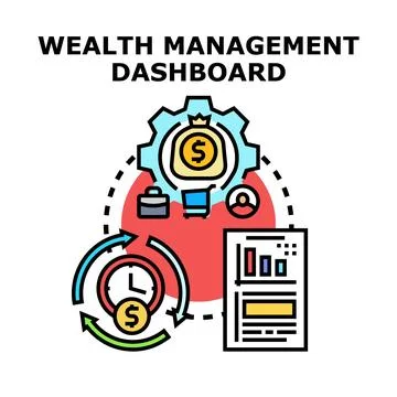 Wealth management dashboard optimizing financial strategy process Stock Illustration