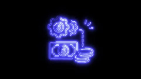 Wealth Management Outline Icon in HD Video Neon Animation  Finance and Inve 库存影片 304374402