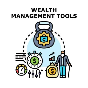 Wealth management tools for financial planning strategy Stock Illustration