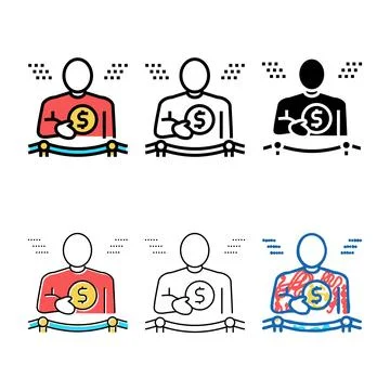 Wealth people multistyle value color icon vector Stock Illustration