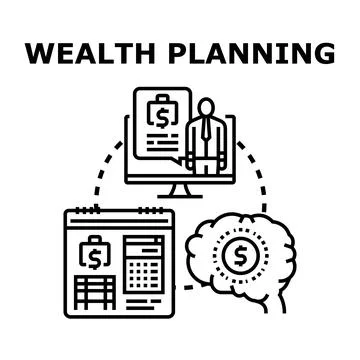 Wealth planning concept with financial advisor and strategy Stock Illustration