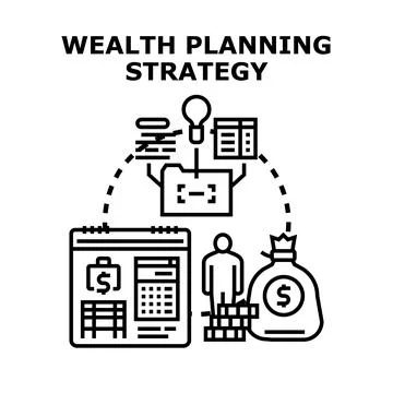 Wealth planning strategy concept developing financial future Stock Illustration