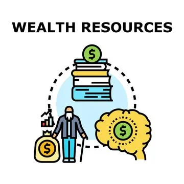 Wealth resources building financial knowledge and secure future success Stock Illustration