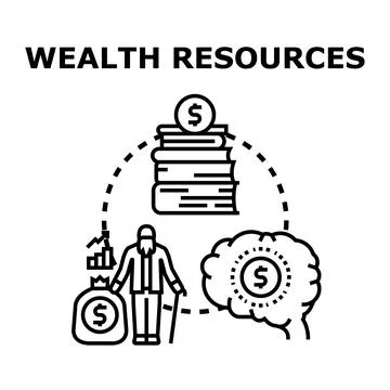 Wealth resources building financial knowledge and secure future success Stock Illustration