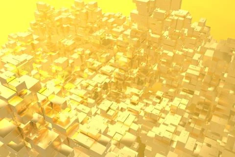 Wealth rich concept idea Golden city at sunset rays Abstract space background.3D Illustrazione stock