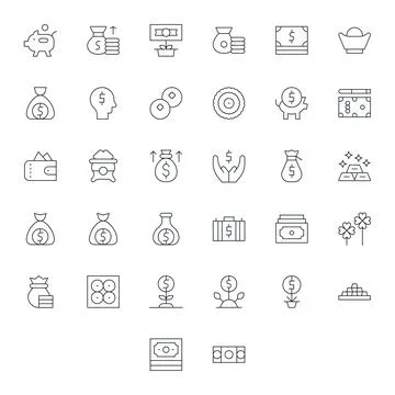 Wealth Vector Graphics featuring 32 Thin Line Display Perfect High Resoluti.. Stock Illustration