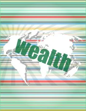 Wealth word on digital touch screen interface Illustrazione stock