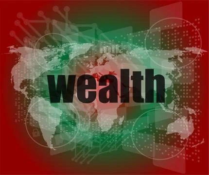 Wealth word on digital touch screen interface Stock Illustration