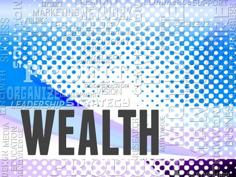 Wealth Words Show Prosper Prosperity And Affluence Stock Illustration