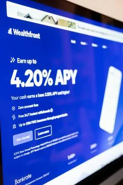 Wealthfront website displaying high apy rate Stock Photos